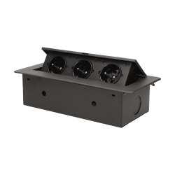 Recessed furniture socket with flat milled edge, 3x2P+Z, black Orno