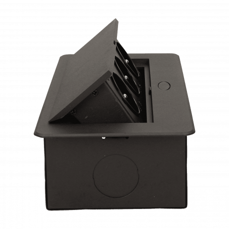 Gniazdo meblowe wpuszczane w blat z płaskim frezowanym rantem, 3x2P+Z, czarne Orno