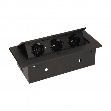 Recessed furniture socket with flat milled edge, 3x2P+Z, black Orno