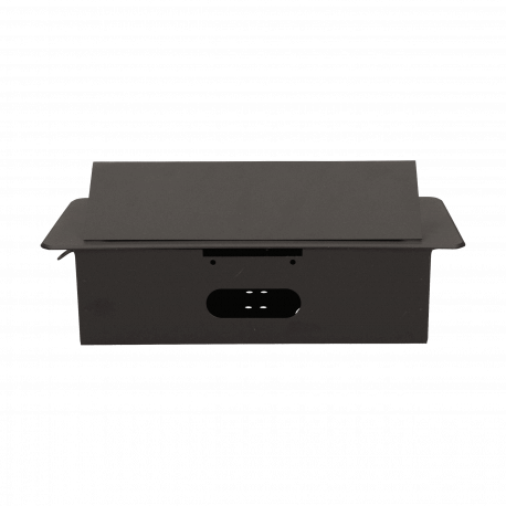 Gniazdo meblowe wpuszczane w blat z płaskim frezowanym rantem, 3x2P+Z, czarne Orno