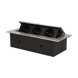 Recessed furniture socket with flat milled edge, 3x2P+Z, silver Orno