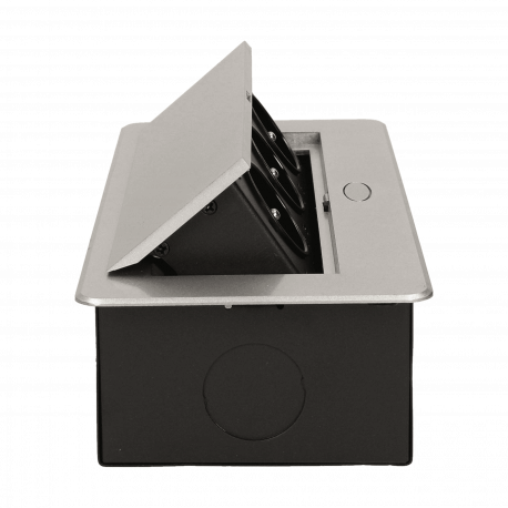 Gniazdo meblowe wpuszczane w blat z płaskim frezowanym rantem, 3x2P+Z, srebrne Orno