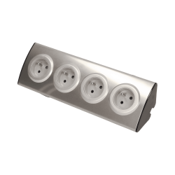 Gniazdo meblowe kuchenne 4x2P+Z, montaż na rzepy, INOX Orno