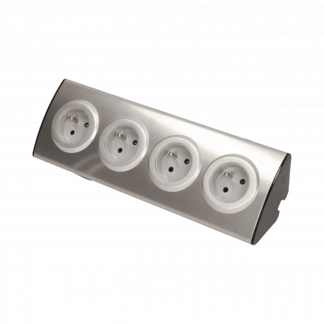 Gniazdo meblowe kuchenne 4x2P+Z, montaż na rzepy, INOX Orno