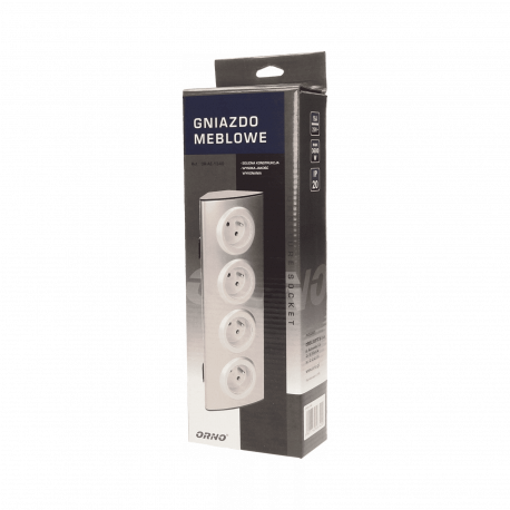 Gniazdo meblowe kuchenne 4x2P+Z, montaż na rzepy, INOX Orno