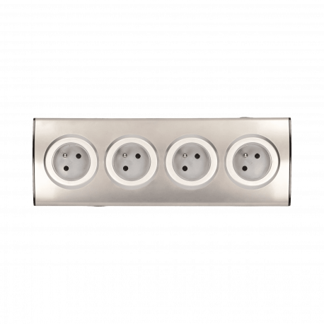 Gniazdo meblowe kuchenne 4x2P+Z, montaż na rzepy, INOX Orno