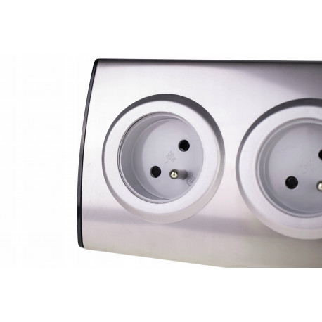 Gniazdo meblowe kuchenne 4x2P+Z, montaż na rzepy, INOX Orno