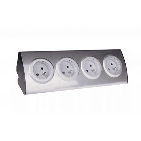Gniazdo meblowe kuchenne 4x2P+Z, montaż na rzepy, INOX Orno