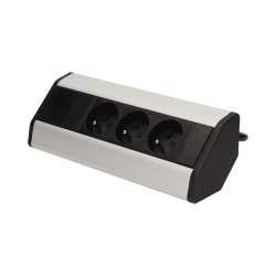 Gniazdo meblowe z przewodem 1,8m, 3x2P+Z srebrne ORNO
