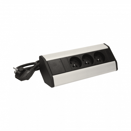 Furniture socket with wire 1,8m, 3x2P+Z silver ORNO