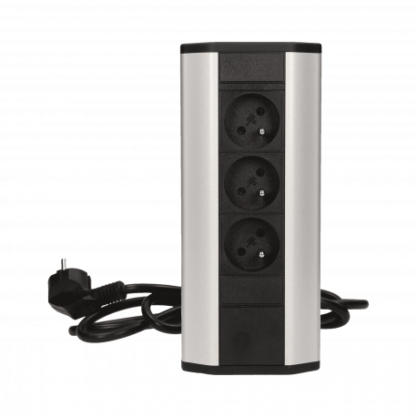 Furniture socket with wire 1,8m, 3x2P+Z silver ORNO