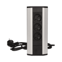Gniazdo meblowe z przewodem 1,8m, 3x2P+Z srebrne ORNO