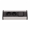 Gniazdo meblowe 2x2P+Z z wyłącznikiem czarno-srebrne Orno