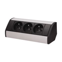 Furniture socket 3x2P+Z, black and silver Orno