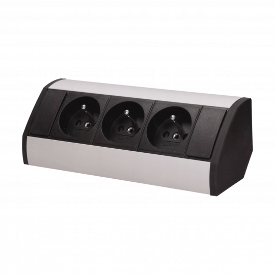 Gniazdo meblowe 3x2P+Z czarno-srebrne Orno