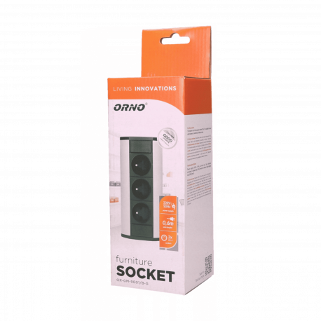 Gniazdo meblowe 3x2P+Z, czarno-srebrne Orno