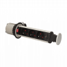 Furniture socket Ø6cm sliding out of countertop with locking mechanism and 1,8m cable, 3x2P+Z ORNO