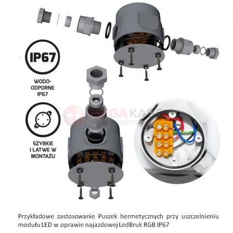 Puszka hermetyczna IP67 PG16 (5x4) A.0035C czarna PAWBOL
