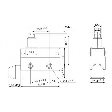 Limit switch with pin and buffer LS7110 TRACON