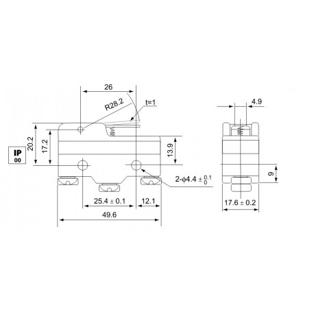 Limit switch with compression lever. LS15GW21-B TRACON