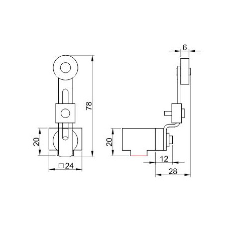 Wyłącznik krańcowy z regulowaną dźwignią i rolką 6A/250V VP145 TRACON