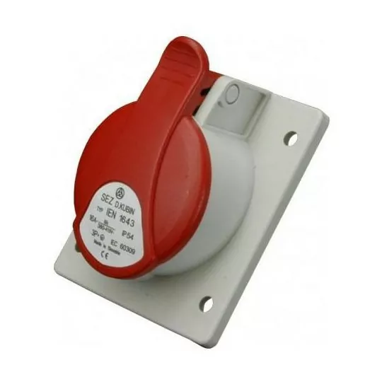 Flush mounted slanted power socket with box 16A 5P GTPN 1653 PCE Flush mounted slanted power socket with box 16A 5P GTPN 1653 PCE
