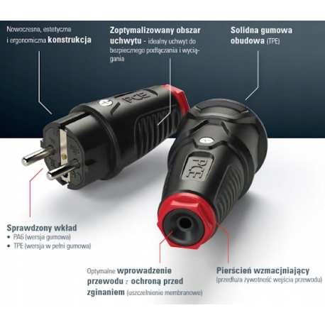 Portable rubber socket z/u IP20 TAURUS2 2410-SRW PCE