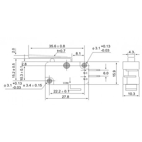 Micro 16A 250V 6.3x0.8mm limit switch KW3-31 TRACON