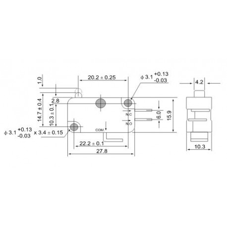 Micro 16A 250V 4.8x0.8mm limit switch KW3-05 TRACON
