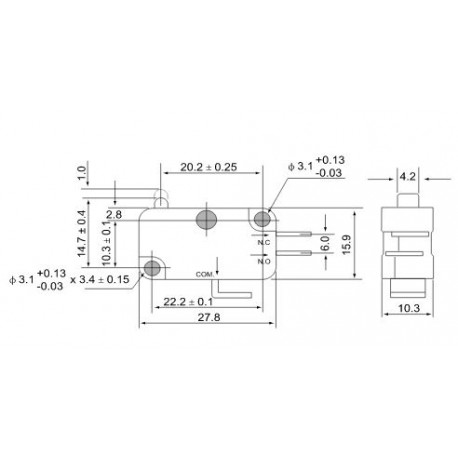 Wyłącznik krańcowy mikro 10(3)A/230V KW3-01 TRACON