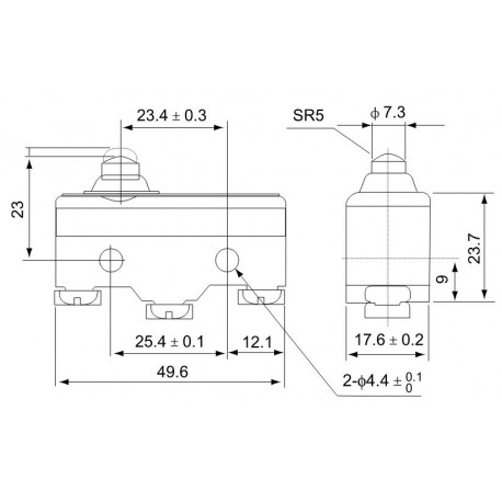LS15GD-B 15A/250 TRACON short stem limit switch