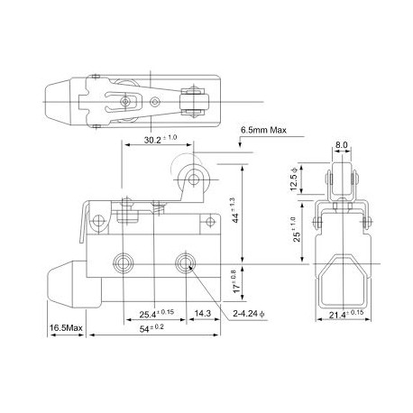 Limit switch with spring lever and roller LS7141 TRACON