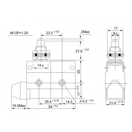 Wyłacznik krańcowy z trzpieniem ze zderzakiem LS-7310 10/250V TRACON