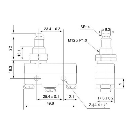 LS15GQ-B 15A/250 TRACON long stem limit switch