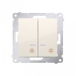 Simon54 Illuminated double cross switch DW7/2L.01/41 beige