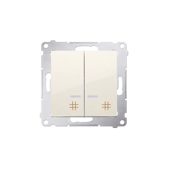 Simon54 double illuminated cross switch DW7/2L.01/41 beige