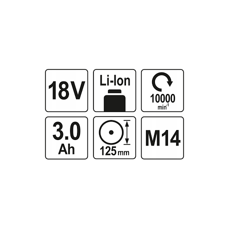 Szlifierka katowa Akumulatorowa 18V 3Ah 2-aku YT-82828 Yato