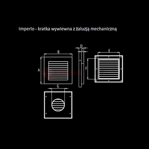 Kratka wentylacyjna z żaluzją IMPERIO 100 biała