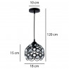 Lampa wisząca KRYSZTAŁ-0170 druciana diament czarna E27 Lumiled