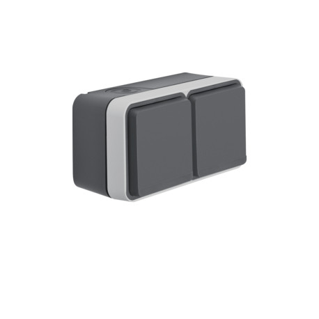 Berker W.1 double grounded socket grey IP55 6768823525 BERKER