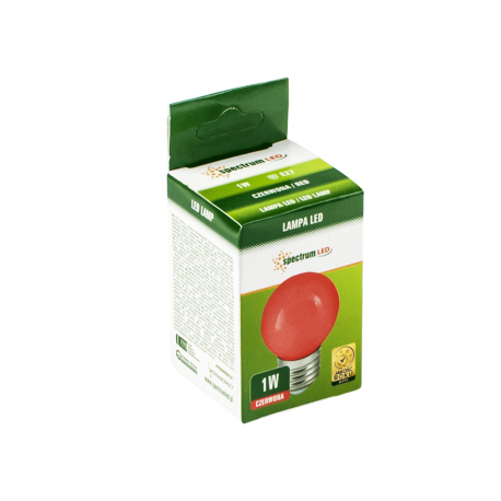 Żarówka LED PCV kulka E27 1W CZERWONA SPECTRUM