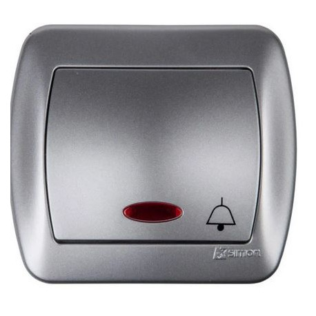 Akord Bell pushbutton with illumination AD1L/26 silver SIMON