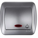 Akord Bell pushbutton with illumination AD1L/26 silver SIMON