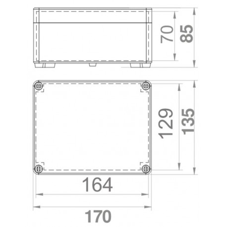 Industrial flush mounted hermetic box 170x135x85 IP65 2711-00 ELEKTROPLAST