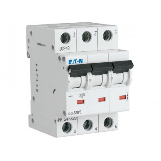 Overcurrent circuit breaker 3P B 20A CLS6 EATON