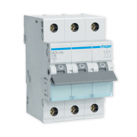Wyłącznik nadprądowy MCN316E 3P C 16A HAGER