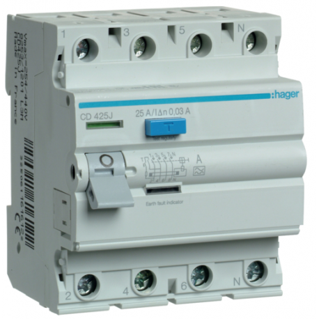 Wyłącznik różnicowoprądowy CD425J 4P 25A Hager