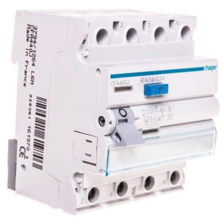 Residual current circuit breaker CFA440J 40A 0.3A Hager