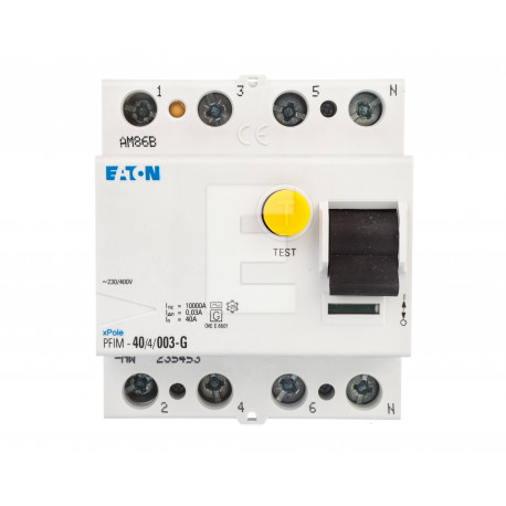 Residual current circuit breaker 4P 40A 0.03A type G Eaton