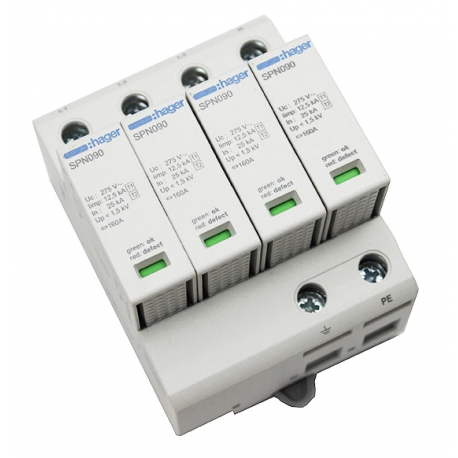 B+C surge arrester 4P 12.5kA SPN901 Hager